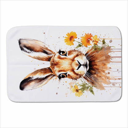 Watercolour Hare and Daisies Sherpa Blanket