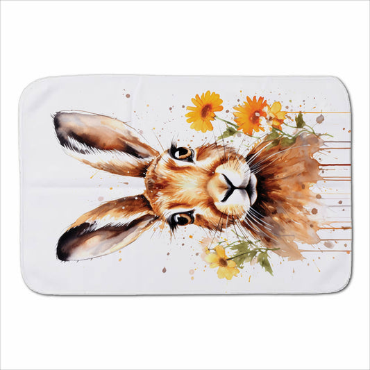 Watercolour Hare and Daisies Sherpa Blanket