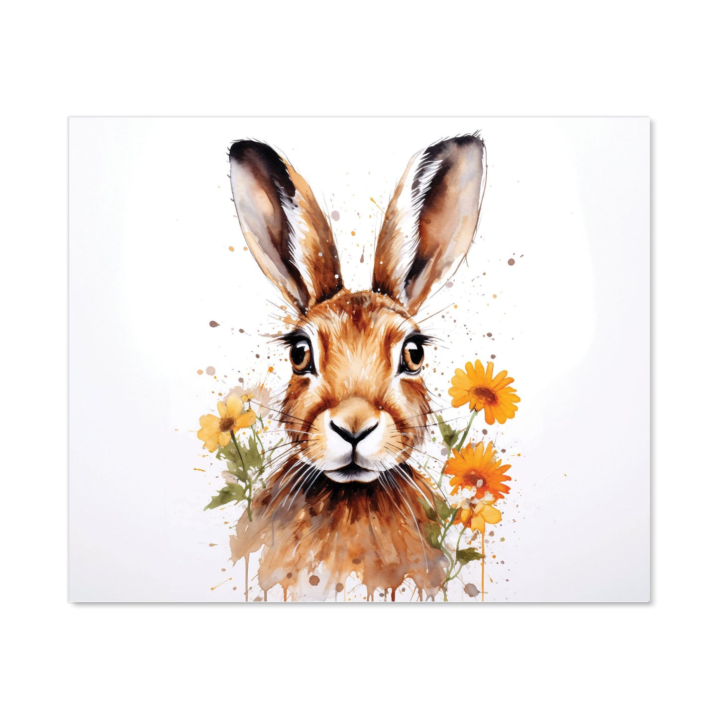 Watercolour Hare and Daisies Kitchen Splashback
