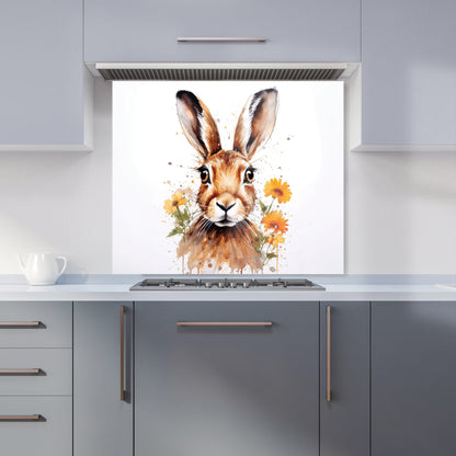 Watercolour Hare and Daisies Kitchen Splashback