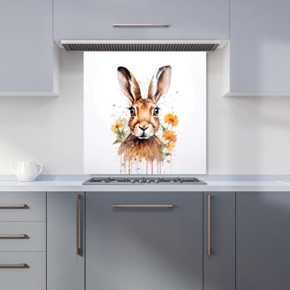Watercolour Hare and Daisies Kitchen Splashback