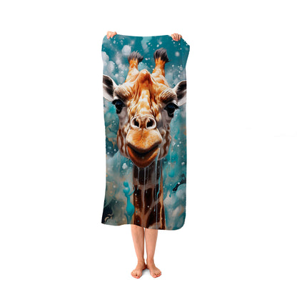 Splashart Giraffe Face Beach Towel