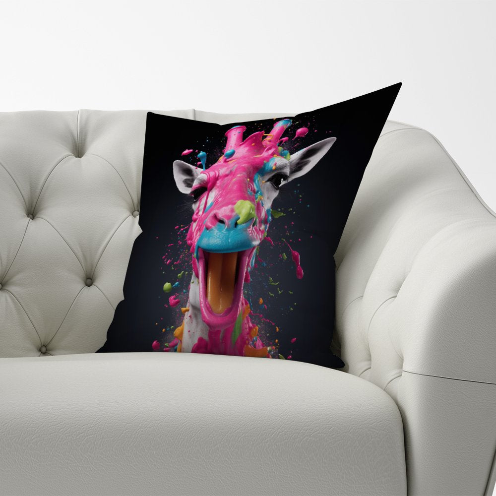Splashart Giraffe Face Pink Cushions