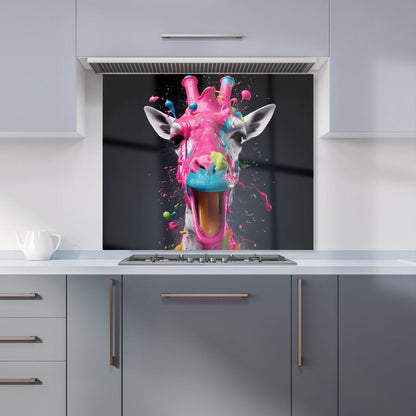 Splashart Giraffe Face Pink Kitchen Splashback