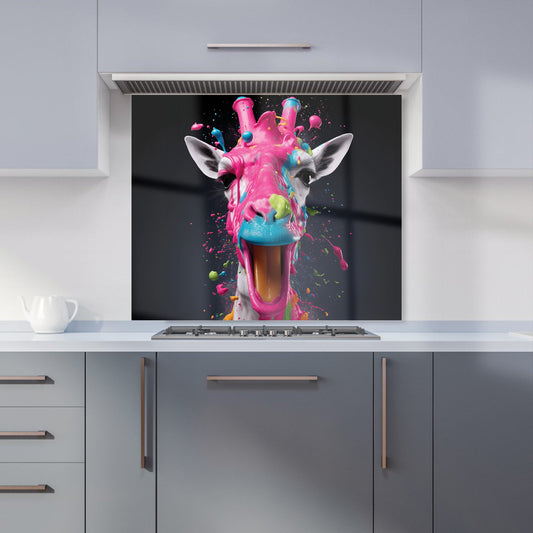Splashart Giraffe Face Pink Kitchen Splashback