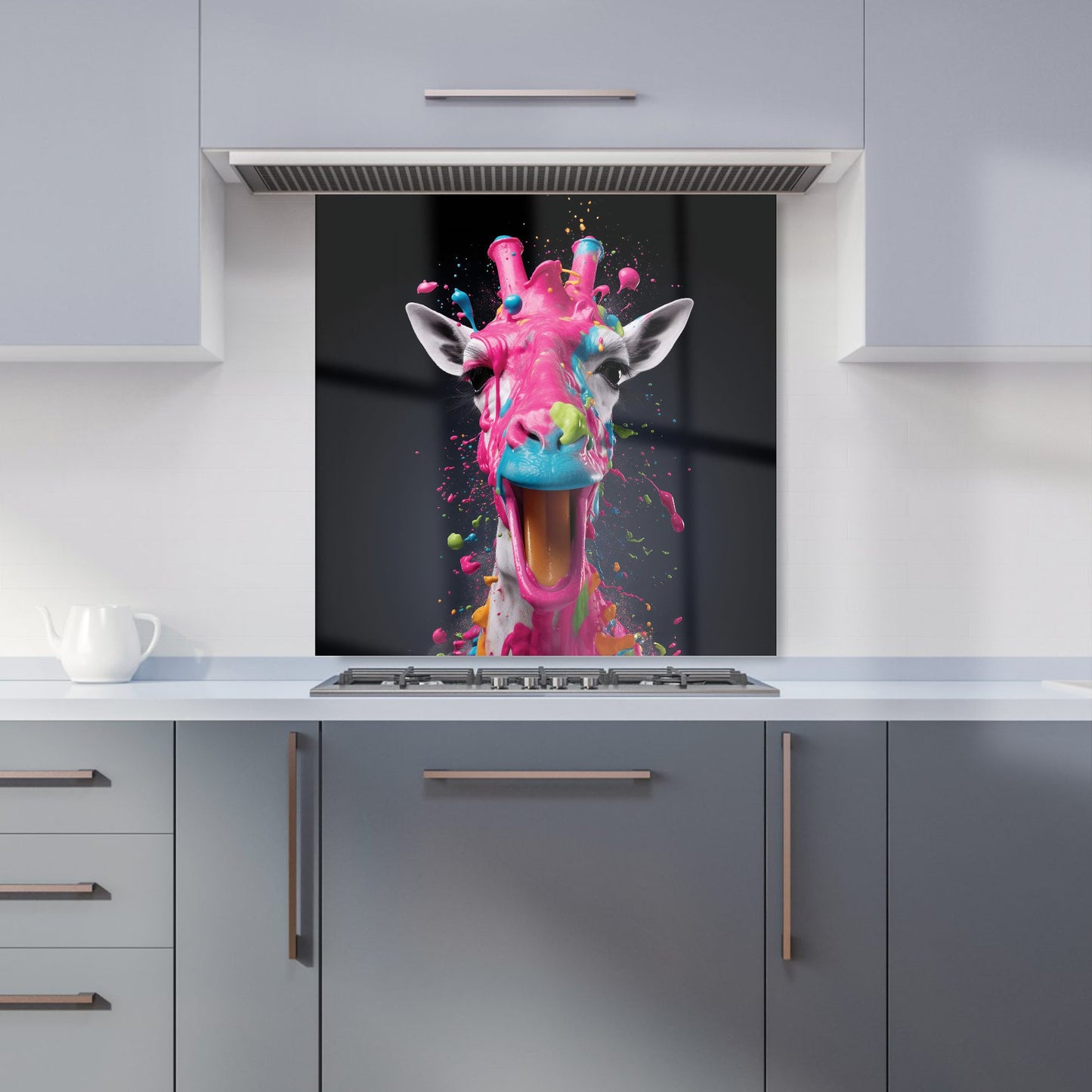 Splashart Giraffe Face Pink Kitchen Splashback