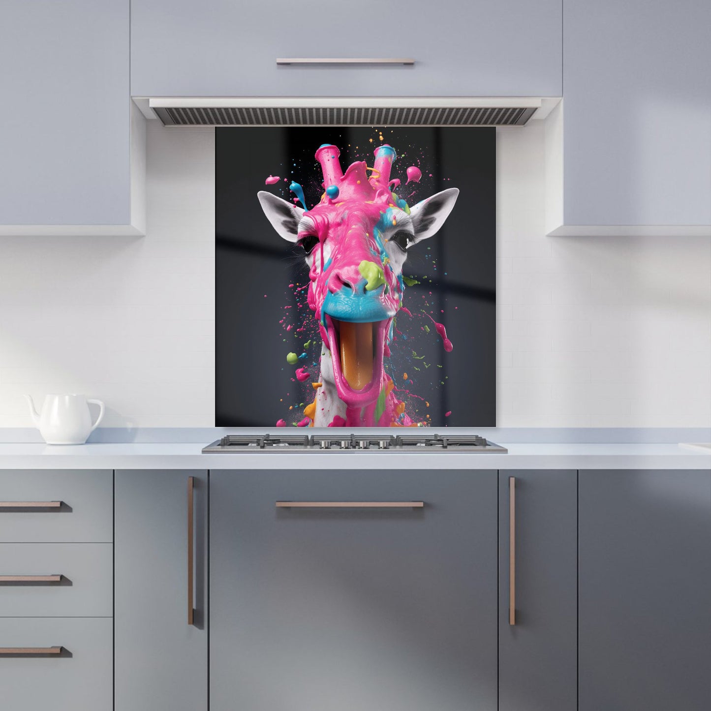 Splashart Giraffe Face Pink Kitchen Splashback