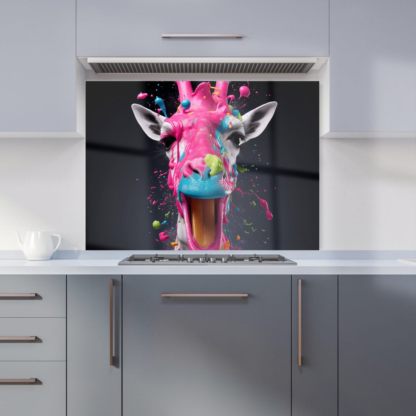 Splashart Giraffe Face Pink Kitchen Splashback