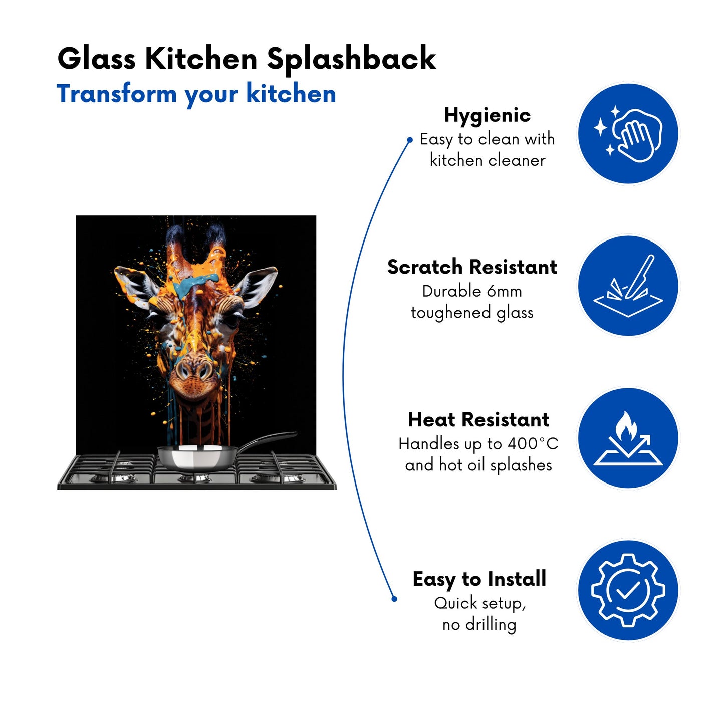 Giraffe Face Splashart Kitchen Splashback