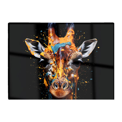 Giraffe Face Splashart Glass Chopping Board