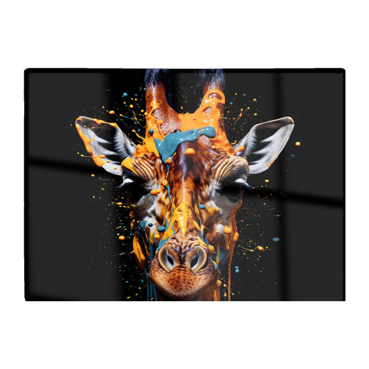 Giraffe Face Splashart Glass Chopping Board