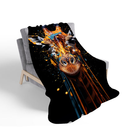 Giraffe Face Splashart Sherpa Blanket