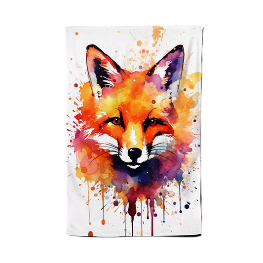 Watercolour Splashart Fox Face Tea Towel