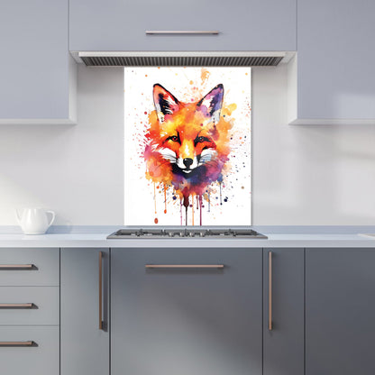 Watercolour Splashart Fox Face Kitchen Splashback