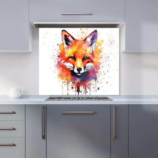 Watercolour Splashart Fox Face Kitchen Splashback