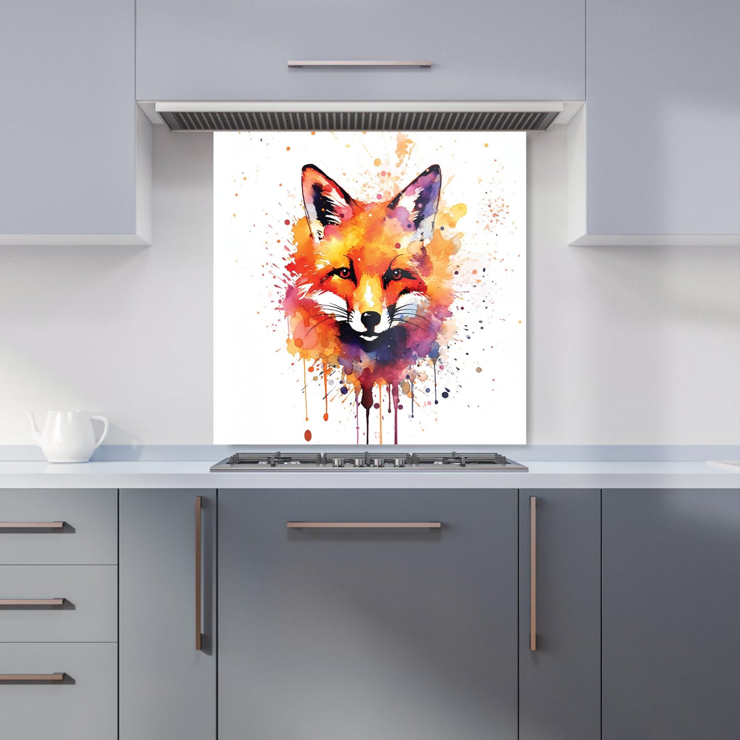 Watercolour Splashart Fox Face Kitchen Splashback