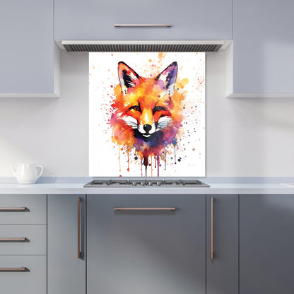 Watercolour Splashart Fox Face Kitchen Splashback