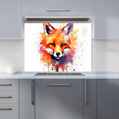 Watercolour Splashart Fox Face Kitchen Splashback