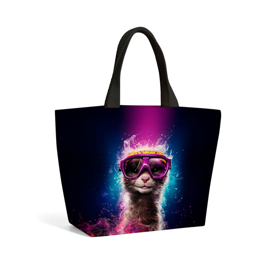 Splashart Ferret Purple Beach Shopper Tote Bag