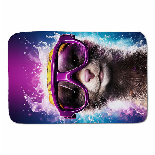 Splashart Ferret With Glasses Purple Sherpa Blanket