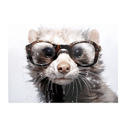 Splashart Ferret With Glasses Glass Chopping Board