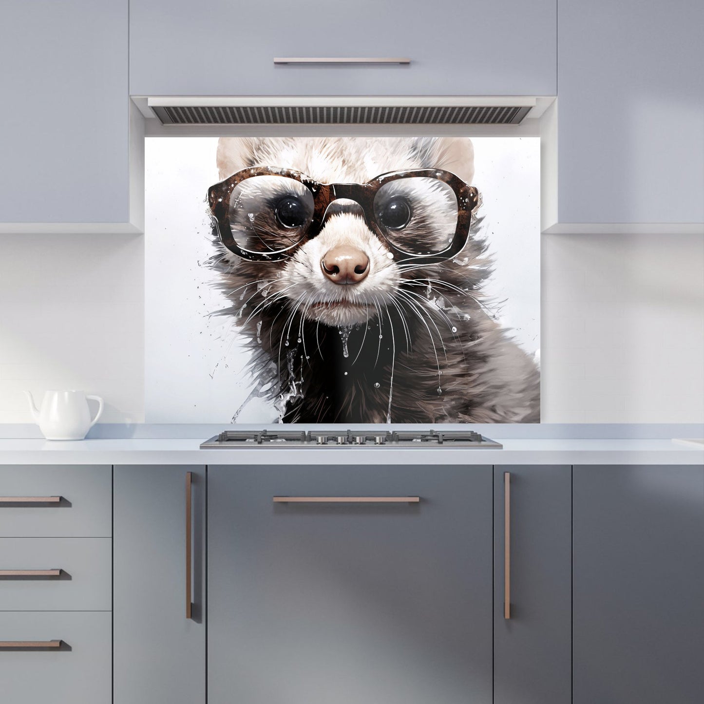 Splashart Ferret With Glasses Kitchen Splashback