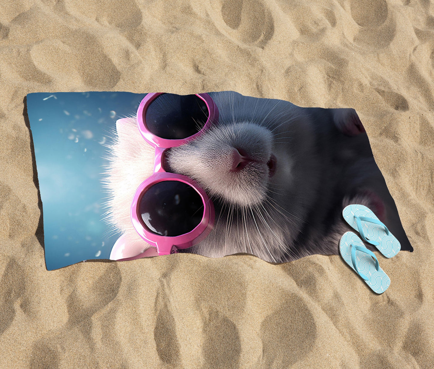 Splashart DoorMouse with Pink Glasses Beach Towel