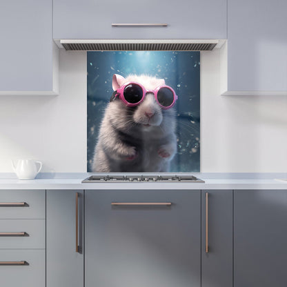 Splashart DoorMouse with Pink Glasses Kitchen Splashback