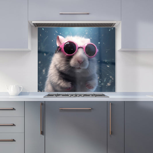 Splashart DoorMouse with Pink Glasses Kitchen Splashback