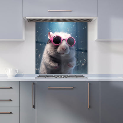 Splashart DoorMouse with Pink Glasses Kitchen Splashback