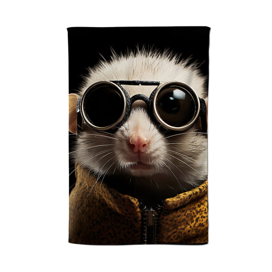 Realistic Doormouse with Glasses Tea Towel