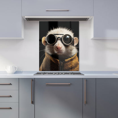 Realistic Doormouse with Glasses Kitchen Splashback