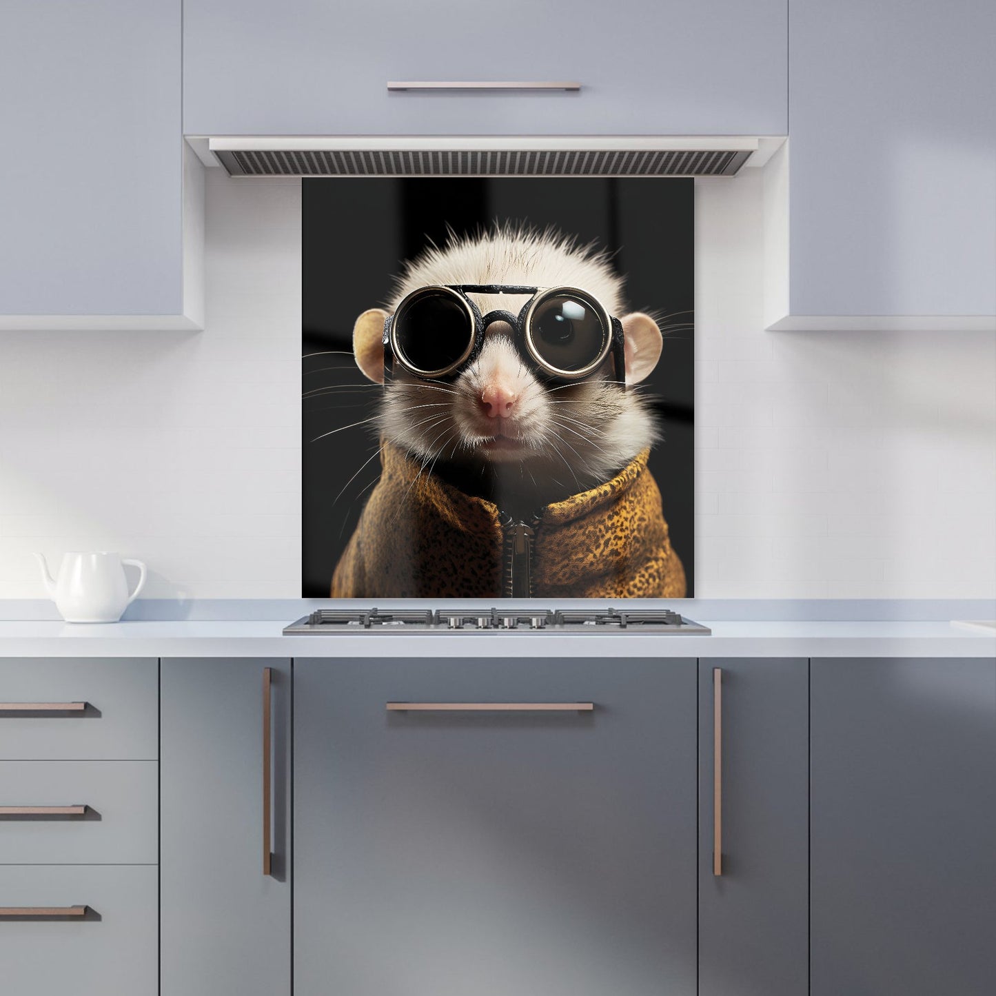 Realistic Doormouse with Glasses Kitchen Splashback