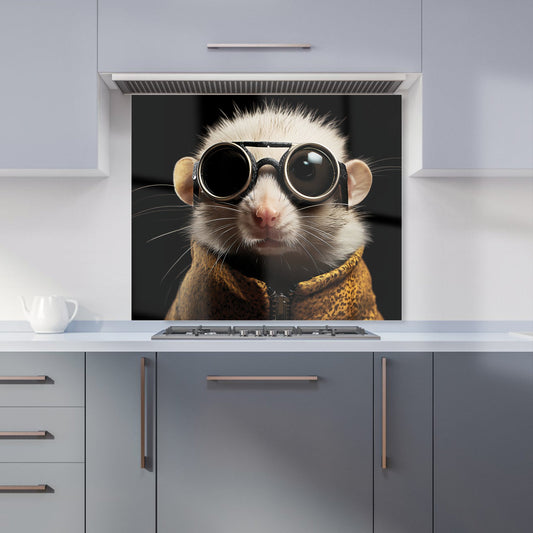 Realistic Doormouse with Glasses Kitchen Splashback