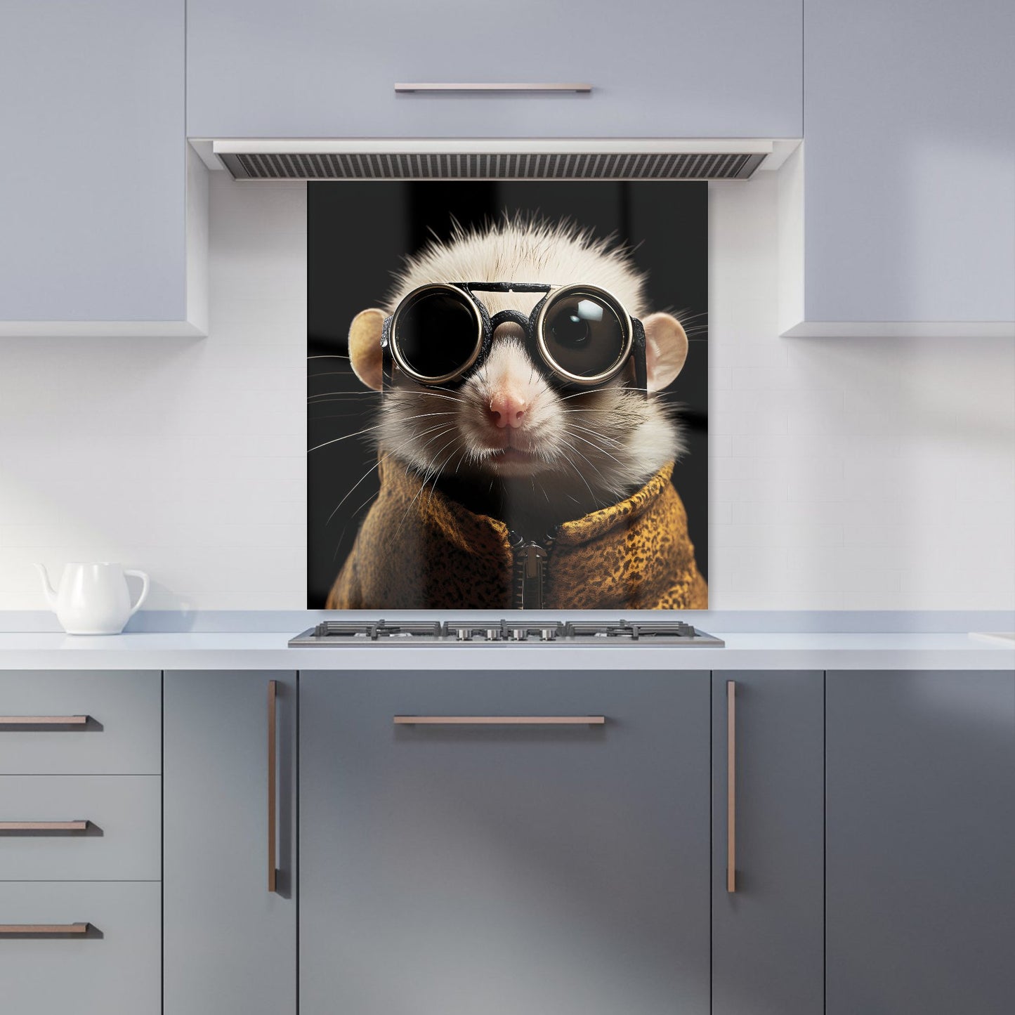 Realistic Doormouse with Glasses Kitchen Splashback
