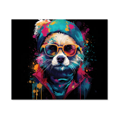 Multi Coloured Splashart Dog With Glasses Kitchen Splashback