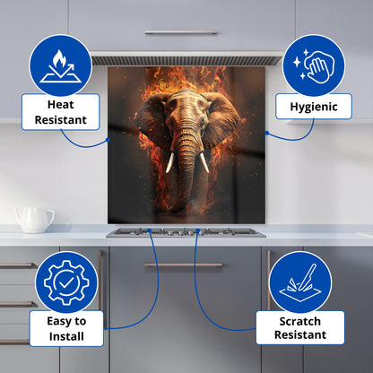 Splashart Elephant and fire Kitchen Splashback