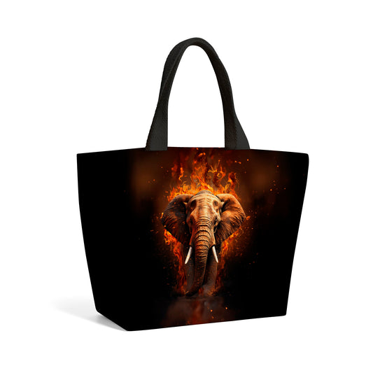 Splashart Elephant and fire Beach Shopper Tote Bag