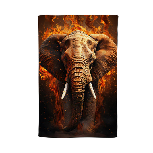 Splashart Elephant and fire Tea Towel