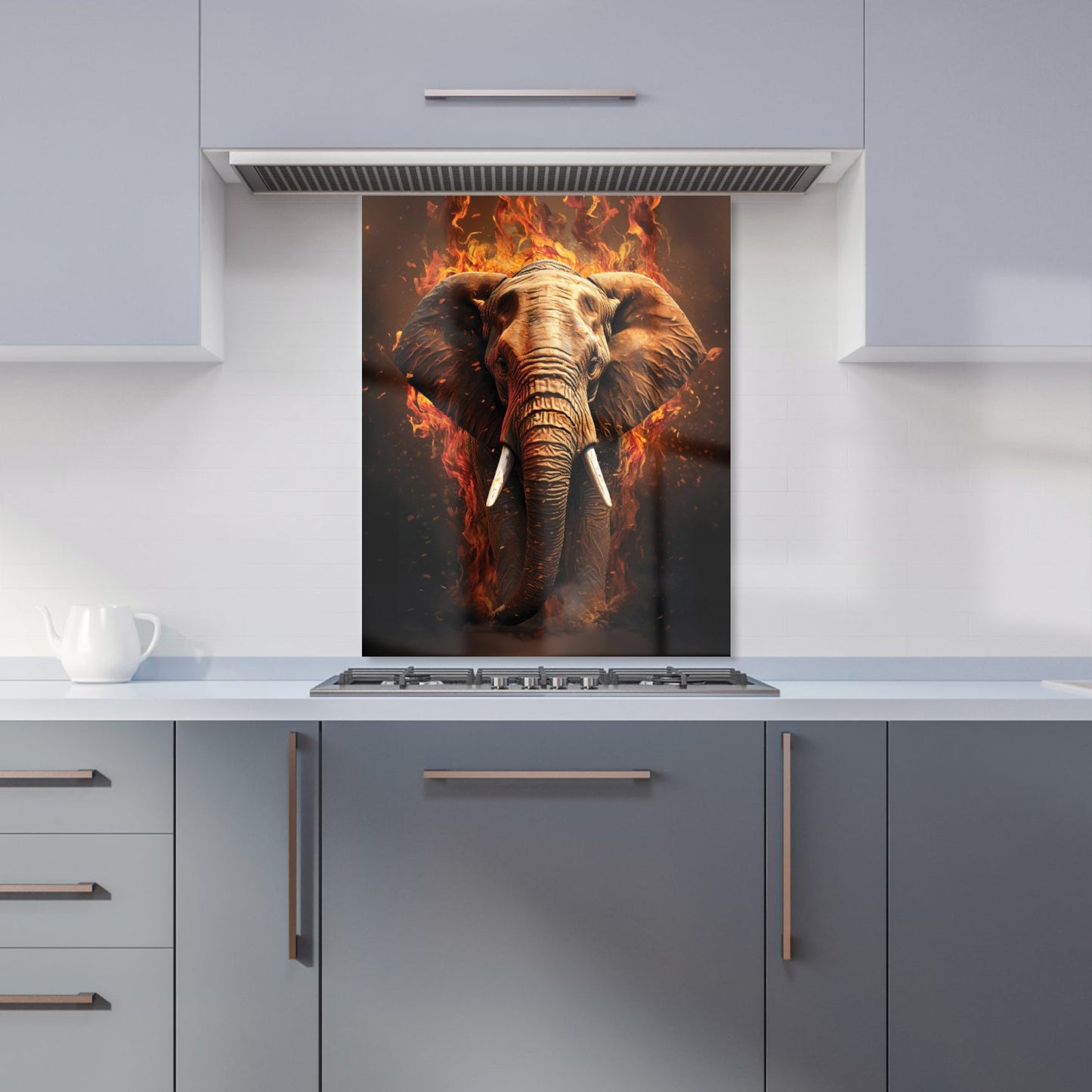 Splashart Elephant and fire Kitchen Splashback