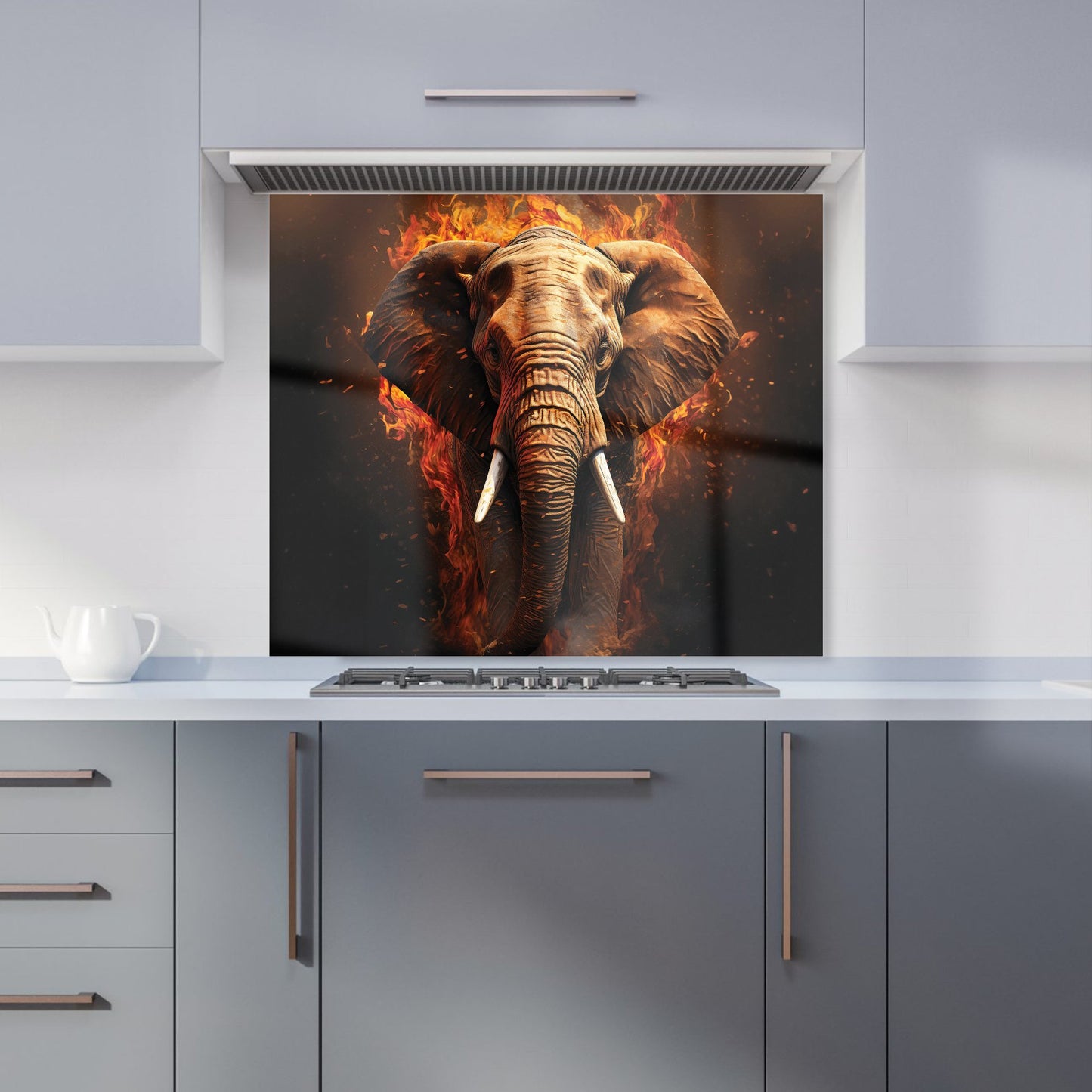 Splashart Elephant and fire Kitchen Splashback