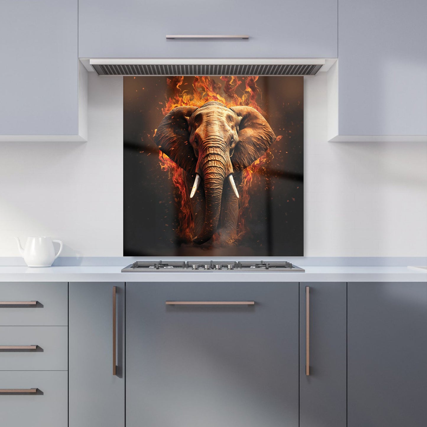 Splashart Elephant and fire Kitchen Splashback