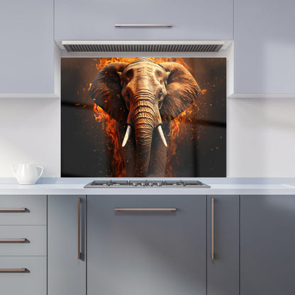 Splashart Elephant and fire Kitchen Splashback