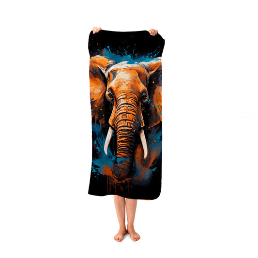 Splashart Elephant Blue Beach Towel