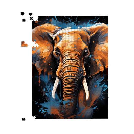 Splashart Elephant Blue Jigsaw Puzzle