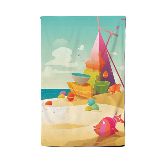 Fish On A Beach Holiday Tea Towel