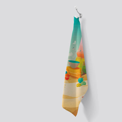 Fish On A Beach Holiday Tea Towel