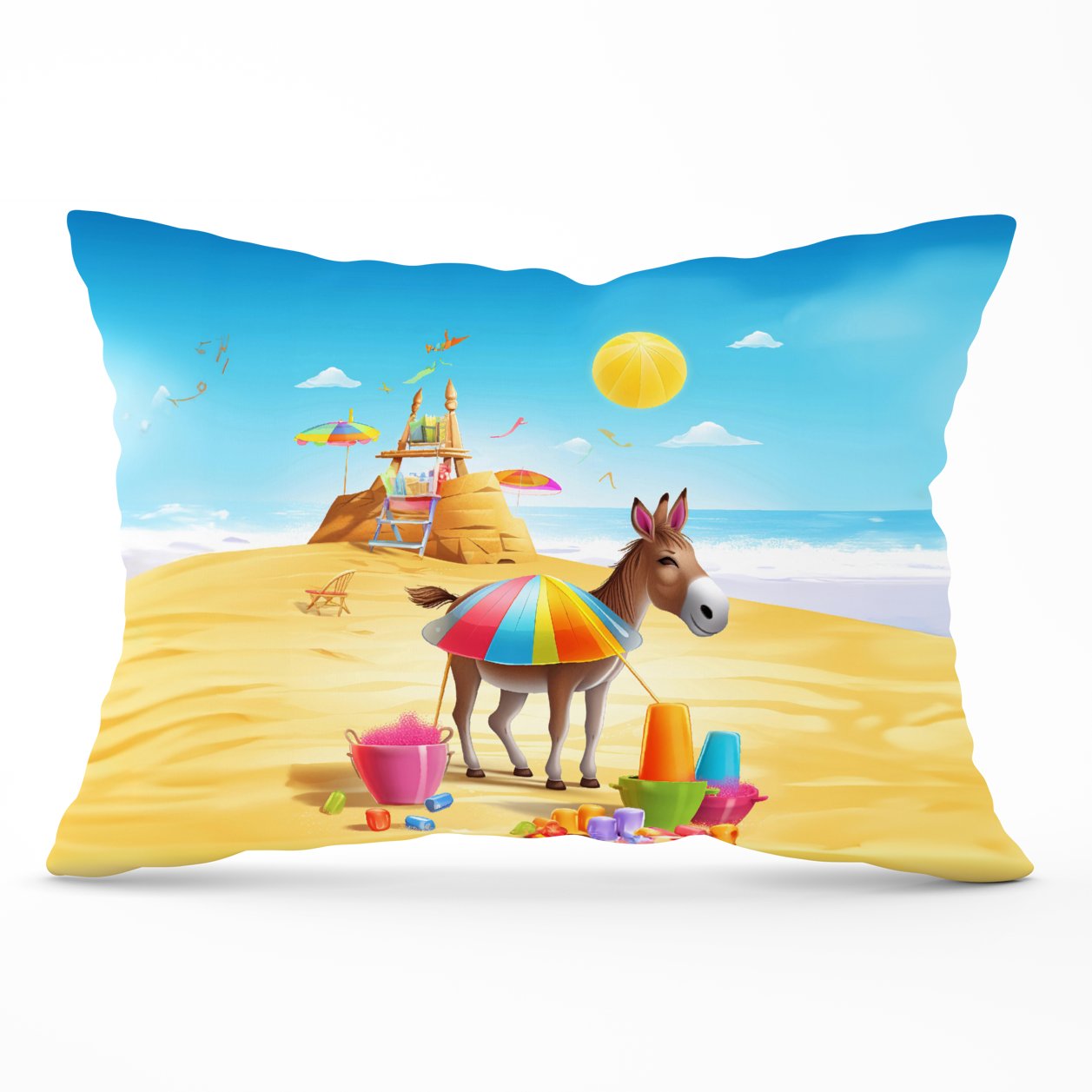 Donkey On A Beach Holiday Cushions