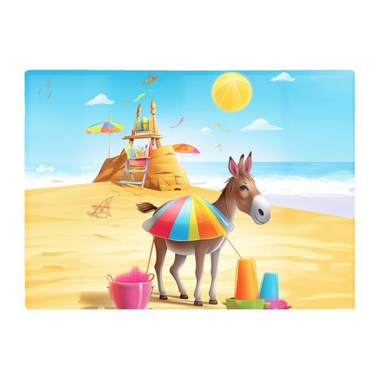 Donkey On A Beach Holiday Glass Chopping Board