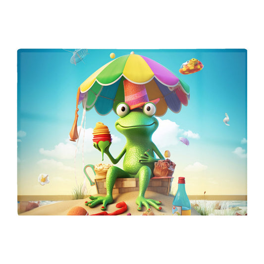 Frog On A Beach Holiday Glass Chopping Board